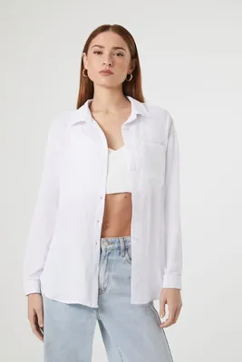 Women's Textured Button-Back Shirt White