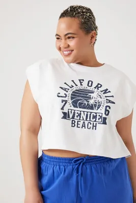 Women's Venice Beach Muscle T-Shirt White,