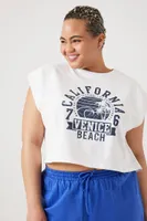 Women's Venice Beach Muscle T-Shirt in White, 3X