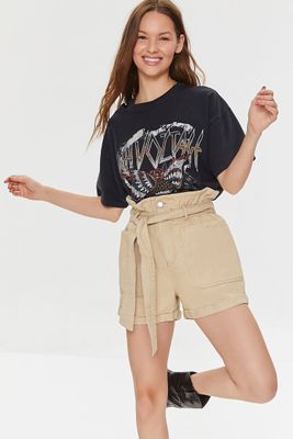 Women's Belted Paperbag Twill Shorts