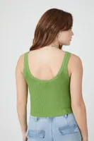 Women's Distressed Sweater-Knit Tank Top in Pepper Green Medium