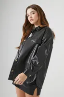 Women's Faux Leather Drop-Sleeve Shacket