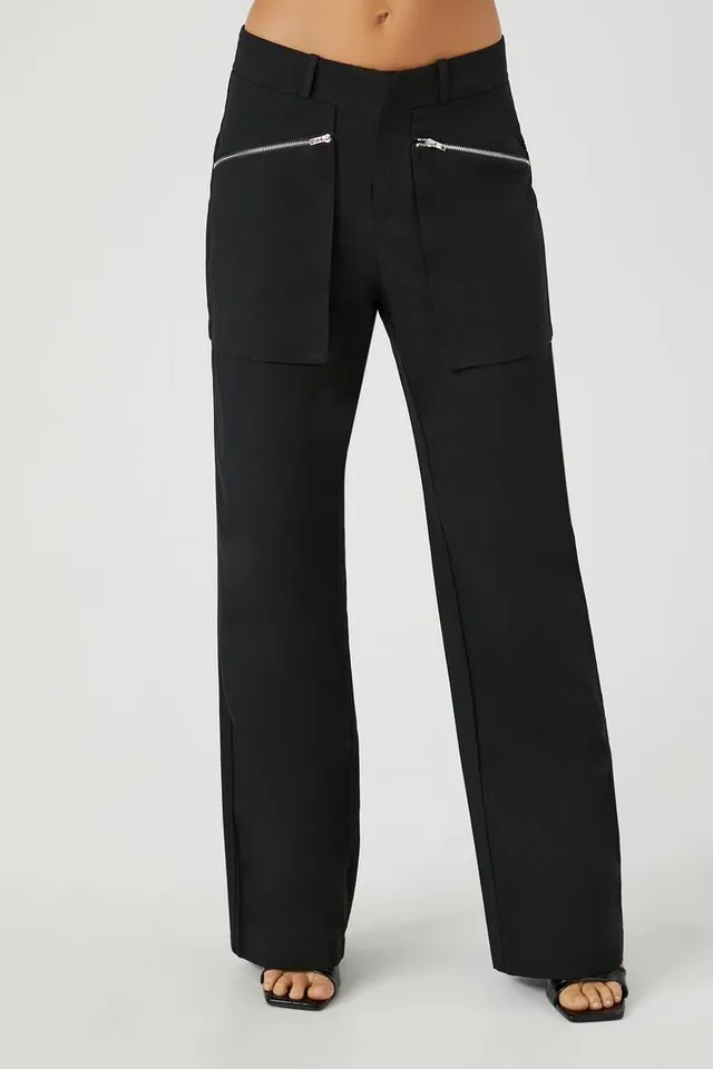 Forever 21 Women's High-Rise Tie-Hem Joggers in Black Large