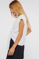 Women's Plunging Tie-Front Top in White Small