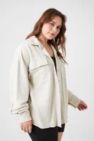 Women's French Terry Shacket in Beige, 0X