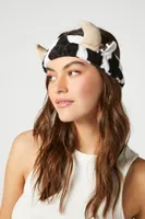 Plush Cow Headband in Black/White