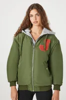 Women's Letterman Zip-Up Bomber Jacket in Cypress Medium