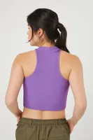 Women's Ribbed Knit Halter Crop Top in Orchid, XS