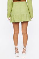 Women's Tweed Pleated Mini Skirt in Avocado Small