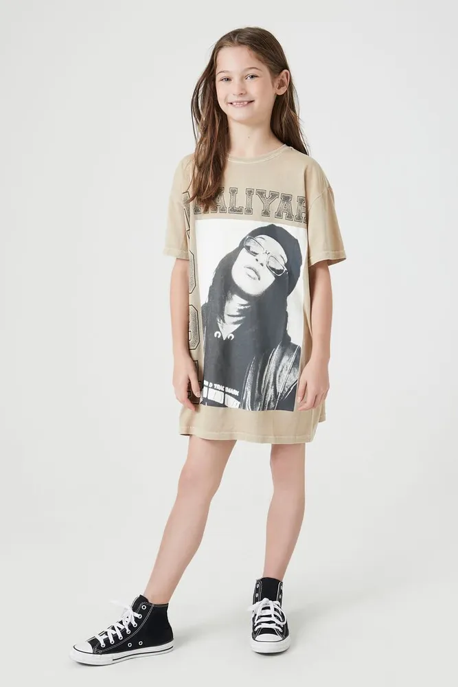 Girls Aaliyah T-Shirt Dress (Kids) Taupe,