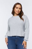 Women's Ribbed Crew Sweater in Heather Grey, 0X