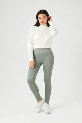 Women's Seamless Ribbed Knit Leggings Medium