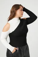 Women's Colorblock Cutout Sweater Black/Vanilla,