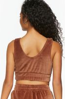 Women's Velour Cropped Tank Top in Brown Medium