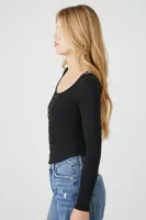 Women's Scoop Long-Sleeve Top in Black, XS