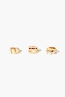 Women's Faux Pearl Ring Set in Gold/Cream, 6