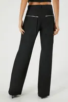 Women's Zip-Pocket Straight-Leg Pants Black