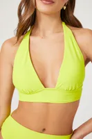 Women's Plunging Halter Bikini Top Large