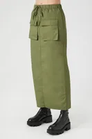 Women's Cargo Midi Skirt in Olive Small