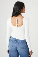 Women's Tie-Back Long-Sleeve Top in Vanilla Large