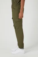 Men Zippered Mid-Rise Cargo Joggers in Olive, 30