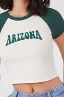 Women's Arizona Graphic Cropped Raglan T-Shirt in White Large