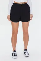 Women's Cuffed Twill Shorts in Black Large