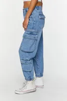 Women's Mid-Rise Denim Cargo Joggers in Medium Denim Small