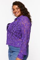 Women's Sheer Lace Shirt in Orchid, 2X