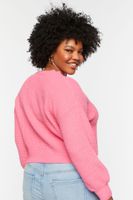 Women's Purl Knit Cropped Sweater in Peony, 0X