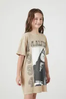 Girls Aaliyah T-Shirt Dress (Kids) in Taupe, 13/14