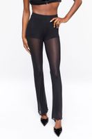 Women's Sheer Mesh High-Rise Flare Pants in Black Medium