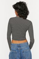 Women's Striped Twist-Hem Crop Top in Black/White Small