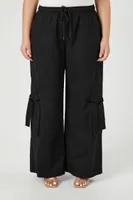 Women's Twill Utility Cargo Pants in Black, 0X