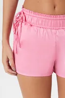 Women's Drawstring Paperbag Pull-On Shorts Light Pink,