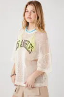 Women's Sheer Mesh Los Angeles Graphic T-Shirt in Cream, XL