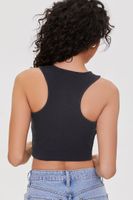 Women's NYC Graphic Lace-Up Crop Top in Black/White Large