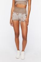 Women's Active Seamless Tie-Dye Shorts in Taupe/Tan Large