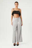 Women's Satin Wide-Leg Trousers in Grey Large