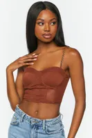 Women's Chain-Strap Bustier Crop Top in Cognac, XL