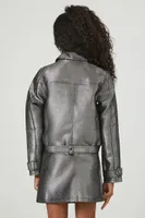 Girls Metallic Moto Jacket (Kids) in Black, 11/12