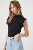 Women's Mock Neck Cap-Sleeve Top