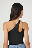 Women's Cutout One-Shoulder Bodysuit in Black, XL