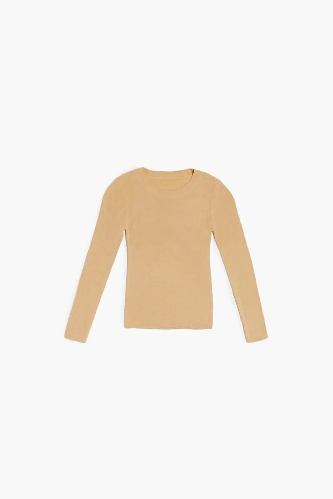 Girls Crew-Neck Sweater (Kids) in Toast, 11/12