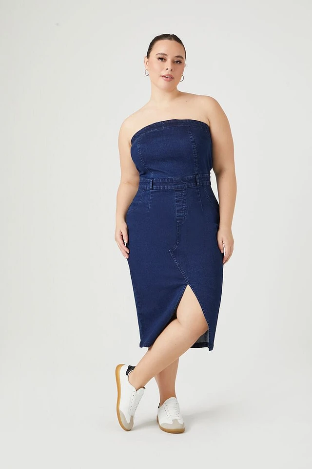 Home | Forever 21 Women's Denim Midi Tube Dress in Dark Denim, 3X at Plaza  Las Americas in San Juan, PR