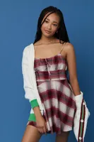 Women's Plaid Mini Cami Dress in Pink/White Small