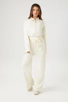 Women's French Terry Zip-Up Jumpsuit in Vanilla Small