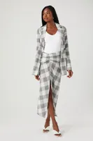 Women's Plaid A-Line Maxi Skirt in White Small