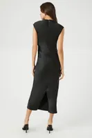 Women's Satin Cowl Neck Midi Dress in Black Small