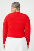 Women's Sweater-Knit Crop Top & Cami Set in Red, 4X